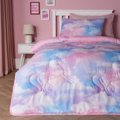 Ohs Unicorn 7.5 Tog Coverless Duvet With Pillowcase Kids Tie Dye Bedding SetDoubleMulti from B&Q