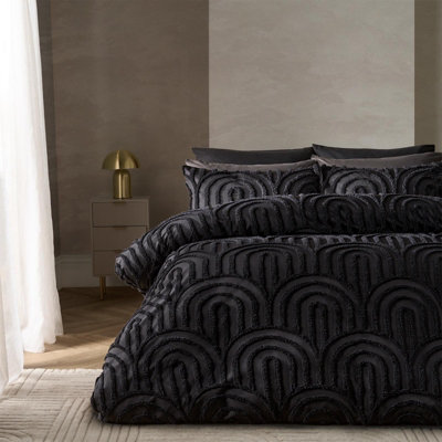 Ohs Tufted Arches Bedding Set Duvet Cover With PillowcaseBlackSingle from B&Q