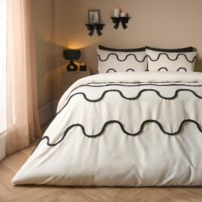B&Q -  Tufted Wave Bedding Set Modern Duvet Cover With PillowcaseMonoSingle