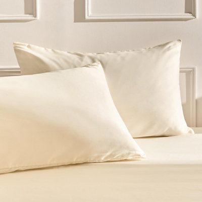 Ohs 2 Pack Soft Microfibre Wrinkle Resistant Housewife PillowcasesIvory from B&Q