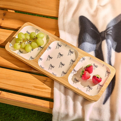 Ohs Summer Print Bamboo 3 Section Picnic Dip Board Lightweight Outdoor from B&Q