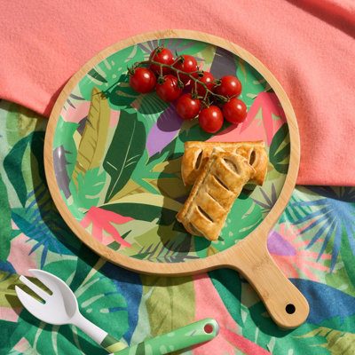 Ohs Summer Print Bamboo Picnic Serving Board Lightweight Outdoor from B&Q