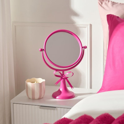 Ohs Bow Pedestal Free Standing Swing Makeup Vanity MirrorHot Pink from B&Q