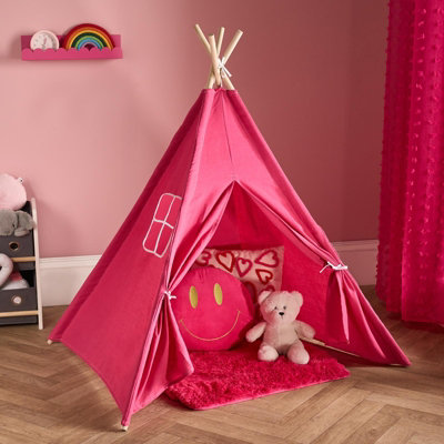 Ohs Teepee Play Tent Kids Foldable Sleepover Indoor Childrens StorageHot Pink from B&Q