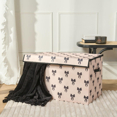 Ohs Bows Foldable Fabric Storage Box Organiser With Lid from B&Q