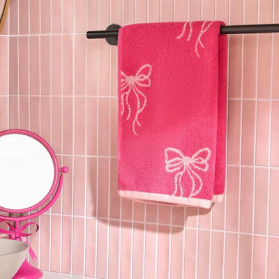 Ohs Bows 100% Premium Cotton Hand Towel Hotel Quality Soft AbsorbentPink from B&Q