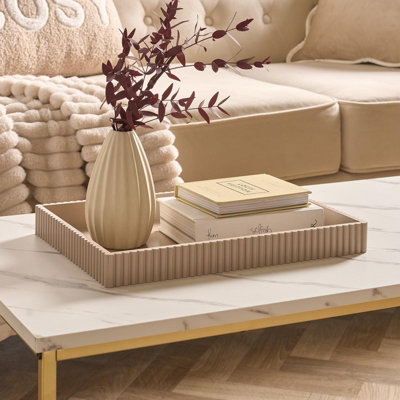 Ohs Ribbed Rectangle Decorative Tray Table Organiser Countertop Storage from B&Q