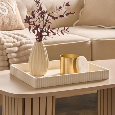 Ohs Ribbed Rectangle Decorative Tray Table Organiser Countertop Storage from B&Q