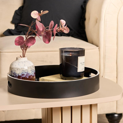 Ohs Monochrome Round Serving Tray Coffee Table Organiser Storage from B&Q