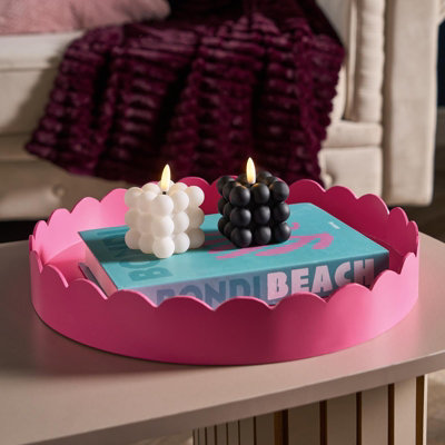 Ohs Scallop Edge Round Storage Tray Plastic Decorative Organiser from B&Q
