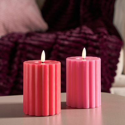 Ohs Set Of 2 Ribbed Flameless Led Candles Decorative Lights Party Home from B&Q