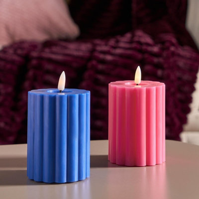 Ohs Set Of 2 Ribbed Flameless Led Candles Decorative Lights Party Home from B&Q