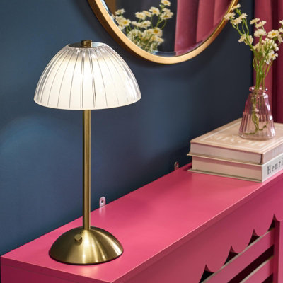 Ohs Ribbed Dome Bedside Lamp Led Rechargeable Cordless Night Light from B&Q