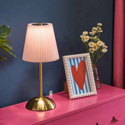 Ohs Pleated Bedside Lamp Led Rechargeable Cordless Night Light from B&Q