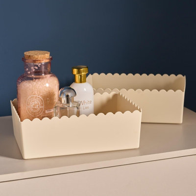 Ohs 2 X Scallop Edge Organiser Pp Plastic Box Tub Storage Bin Container from B&Q