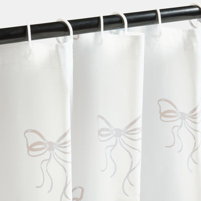 B&Q -  Bows Mould Proof Shower Curtain With 12 HooksNatural