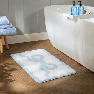 Ohs Bow Velvet Bath Mat Soft Absorbent Shower Rug from B&Q