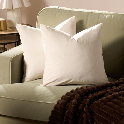 Ohs 2 X Matte Velvet Cushion Covers Soft Plain ZipCream from B&Q