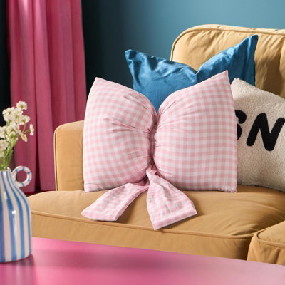 B&Q -  Gingham Bow Shaped Filled Scatter Cushion Decorative Throw Pillow