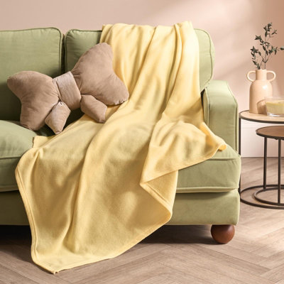 Ohs Ultra Soft Polar Fleece Throw Lightweight Blanket BedspreadLemon120 X 150Cm from B&Q