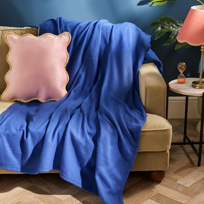 Ohs Ultra Soft Polar Fleece Throw Lightweight Blanket BedspreadCobalt200 X 240Cm from B&Q
