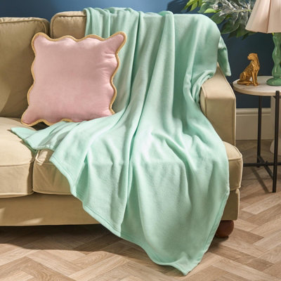 Ohs Ultra Soft Polar Fleece Throw Lightweight Blanket BedspreadMint200 X 240Cm from B&Q