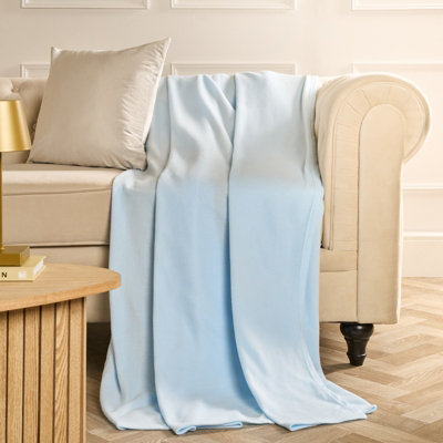 Ohs Ultra Soft Polar Fleece Throw Lightweight Blanket BedspreadBaby Blue200 X 240Cm from B&Q