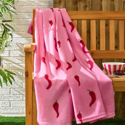 B&Q -  Chilli Polar Fleece Throw Blanket Lightweight BedspreadRed120 X 150 Cm