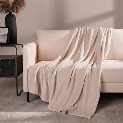 Ohs Ultra Soft Flannel Fleece Throw BlanketMink200 X 240Cm from B&Q
