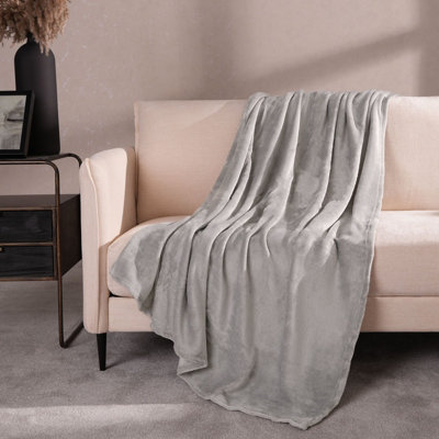 Ohs Ultra Soft Flannel Fleece Throw BlanketSlate200 X 240Cm from B&Q