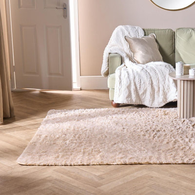 B&Q -  Soft Fluffy Rug Anti-Slip Carpet Area Floor MatStone80 X 150Cm