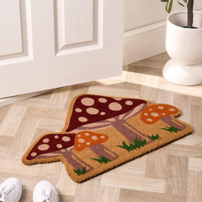 Ohs Mushroom Shaped Coir Doormat Novelty Non Slip Door Rug from B&Q