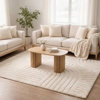 Ohs Contemporary Tufted Arches Rug Floor Carpet Non Slip Area MatStone from B&Q