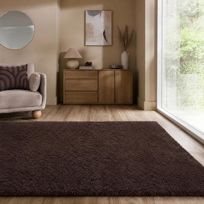 B&Q -  Soft Fluffy Rug Anti-Slip Carpet Area Floor MatChocolate160 X 230Cm