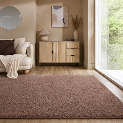 B&Q -  Soft Fluffy Rug Anti-Slip Carpet Area Floor MatMocha160 X 230Cm