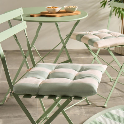 Ohs 2 X Stripe Garden Chair Cushions Outdoor Seat PadsSage/cream from B&Q