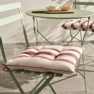 Ohs 2 X Stripe Garden Chair Cushions Outdoor Seat PadsChocolate/cream from B&Q