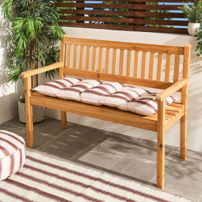 Ohs Stripe 2 Seater Outdoor Bench Cushion Garden Furniture SeatChocolate/cream from B&Q