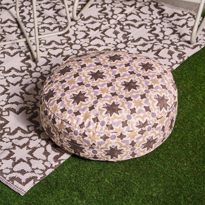 Ohs Tiles Print Round Outdoor Garden Cushion Water Resistant from B&Q