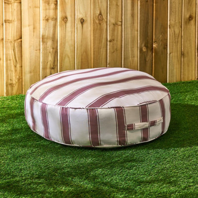 Ohs Stripe Round Outdoor Garden Cushion Water ResistantChocolate/cream from B&Q