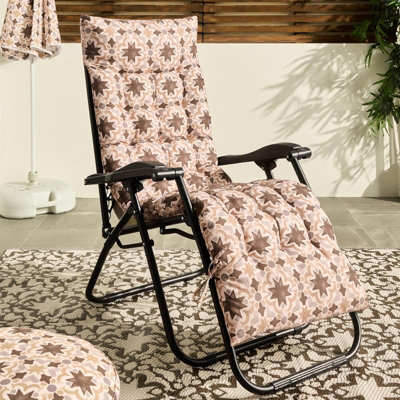 Ohs Tiles Print Gravity Chair Seat Cushion Outdoor Garden Water Resistant from B&Q