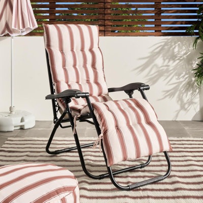 Ohs Stripe Gravity Chair Seat Cushion Outdoor Garden Water ResistantChocolate/cream from B&Q