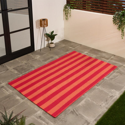 B&Q -  Stripes Print Outdoor Garden Rug Waterproof Area Floor Mat