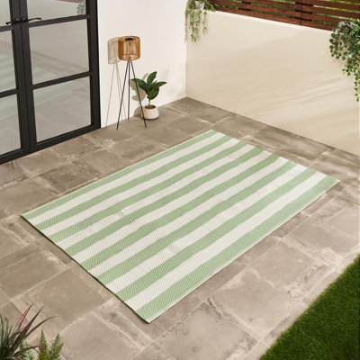 B&Q -  Stripes Print Outdoor Garden Rug Waterproof Area Floor Mat