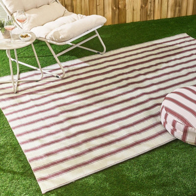 B&Q -  Vintage Stripes Outdoor Garden Rug Waterproof Area Mat