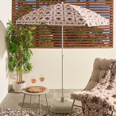 Ohs Tiles Print Parasol Umbrella Garden Outdoor Canopy Sun Shade from B&Q