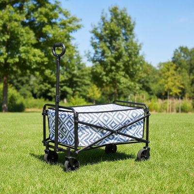Ohs Geo Print Foldable Camping Trolly Outdoor Garden Cart Wheelbarrow