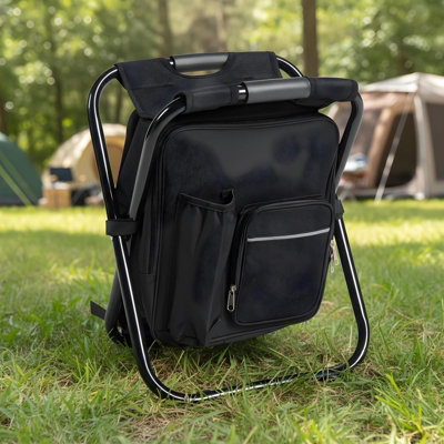 Ohs 3-In-1 Camping Backpack Stool Cooling Bag Chair Folding Rucksack Seat from B&Q