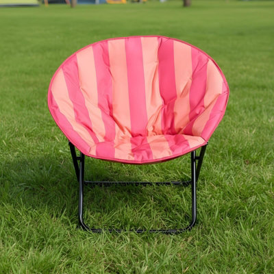 Ohs Stripe Moon Camping Chair Round Folding Outdoor Garden Seat from B&Q
