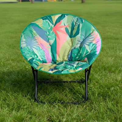 Ohs Palm Moon Camping Chair Round Folding Outdoor Garden Seat from B&Q
